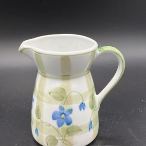 Andrea by Sedak Green & White Hand Painted Creamer Made in Thailand